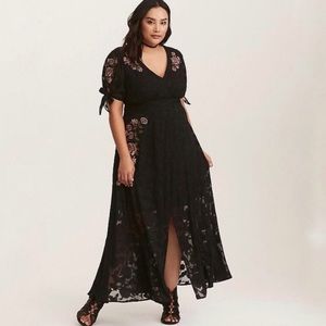Torrid Black Floral Embroidered Chiffon Maxi Dress 16